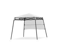 COSTWAY Tonnelle de Jardin Pliante 182 x 182 cm Protection Solaire 2 Hauteurs avec Demi-paroi Latérale Sac Portable pour Fête Blanc