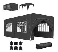 Outsunny Tonnelle de jardin extérieure 3 x 6 m, tonnelle pliante pop up, hauteur réglable, sac de transport et sacs de sable, protection UPF50+, barnum pliant pour camping, festival, patio, gris foncé