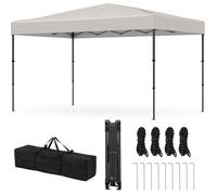 Tonnelle Pliante 365 X 225CM Barnum Pop-up Etanche 3 Hauteur Réglable Protection Solaire avec Sac Portable pour Fête,Festival Beige