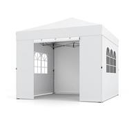 Tonnelle Pliante 3x3-GIANTEX-4 Parois Amovibles-Barnum Pop Up Facile à Monter-Hauteur Réglable-Sacs de Sable-Porte Enroulable-Blanc