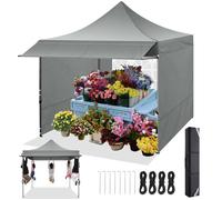 Tonnelle Pliante 3x3m avec Parois Latérales, Imperméable et Protection UV, Facile à Monter, avec Sac de Transport-Gris