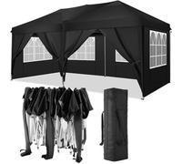Tonnelle Pliante 3x6 Barnum Pavillon de Jardin avec 6 Parois Latérales, Hauteur Réglable - Noir