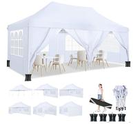 Tonnelle Pliante 3x6 Barnum Pliant Étanche Stable avec 6 Parois Latérales,Tonnelle Tente UV 50+ -Blanc