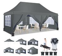 Tonnelle Pliante 3x6 Barnum Pliant Étanche Stable avec 6 Parois Latérales,Tonnelle Tente UV 50+ -Gris