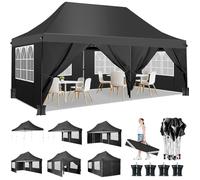 Tonnelle Pliante 3x6 Barnum Pliant Étanche Stable avec 6 Parois Latérales,Tonnelle Tente UV 50+ -Noir
