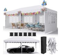 Tonnelle Pliante 3x6 Imperméable,Tente de Reception avec 6 Panneaux Latéraux,Tonnelle de Jardin 3x6,Protection UV 50+,420D Oxford,avec Sac de Rangement,Cour, Marché, Plage, Camping, Fêtes,Blanc
