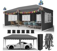 Tonnelle Pliante 3x6 Imperméable, Tonnelle de Jardin 3x6,Tente de Reception avec 4 Panneaux Latéraux,420D Oxford,Protection UV 50+,avec Sac de Rangement,Fêtes dans la Cour, Camping en Plein air,Gris