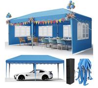 Tonnelle Pliante 3x6 Imperméable, Tonnelle de Jardin 3x6,Tente de Reception avec 4 Panneaux Latéraux,420D Oxford,Protection UV 50+,avec Sac de Rangement,Cour, Camping, Mariage, Marché Fêtes,Bleu