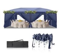 Tonnelle Pliante 3x6 m, Tonnelle de Jardin Imperméable avec 6 côtés, Barnum Professionnel Chapiteau Pliable pour Reception, Bleu