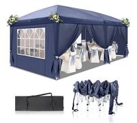 Tonnelle Pliante 3x6m étanche Stable, Tonnelle de jardin exterieur Anti-UV, Sac de transport- Bleu