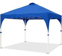 Tonnelle Pliante Commerciale 3×3m, Centre Lock, Toit Oxford 150D, Fenêtre Église, Hauteur 270cm, Barnum Pop-Up pour Jardin Camping Fête Marché, Bleu