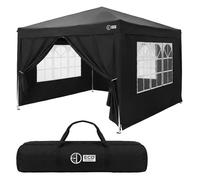 ECD Germany Tonnelle de Jardin Pliante 3x3 m Imperméable, Barnum Pliant Pop up avec 4 Parois Amovibles, Protection UV 50+, Sac de Transport, Tente de Réception Pavillon Gazebo pour Patio Camping, Noir