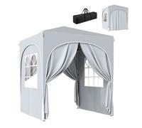 Outsunny Tonnelle de Jardin 2 x 2 m Pop up Tente Pliante réglable en Hauteur Protection UV50+ tonnelle Pliante avec 4 parois latérales Sac de Transport Montage Facile Gris Clair