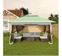 Tonnelle Pliante Pop-Up 3,9x3,9m avec Moustiquaire,Tente de Réception Anti-UV Imperméable,Hauteur Réglable,4 Sacs de Lestage,vert