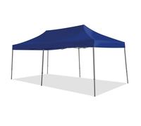 Tonnelle pliante pro 3 x 6 m bleu et gris TERRE JARDIN - Barnum pour jardin réception marché - Toile Oxford 600D étanche anti-UV