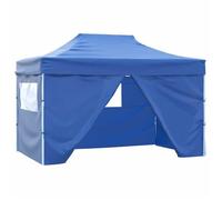 Tonnelle Pliante - vidaXL - Tente de réception pliable avec 4 parois 3x4 m Acier Bleu - Résistant aux UV(1parcel)35426