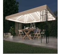 Tonnelle Pliante - vidaXL - Tonnelle avec guirlande lumineuse à LED 3x4 m Crème - Résistant aux UV(3parcel)61321