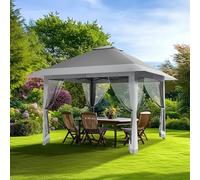Tonnelle pop-up, 4 x 4 m, robuste, avec 4 panneaux latéraux moustiquaires, protection UV, ventilation à 360°, grande tente, facile à monter, double toit, tonnelle pour patio, jardin, terrasse, réunion