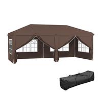 Tonnelle Pop-Up 5,85l X 2,95l X 2,7h M 6 Parois 4 Fenêtres Sac Marron Marron