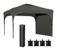 Tonnelle Pop-Up Barnum Pliant 3 X 3 X 2,65 M - Paroi Latérale Amovible, Sac Transport, Sacs À Lester - Acier Toile Gris