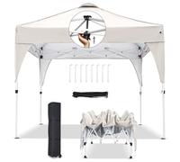 Tonnelle pop-up de 2,5 x 2,5 m, installation à un bouton, auvent imperméable et robuste, portable avec roues amovibles et sac à roulettes compact pour événements en plein air, fêtes, marchés - Noir