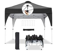 Tonnelle pop-up de 2,5 x 2,5 m - Installation instantanée, cadre imperméable robuste, portable avec roues amovibles et sac à roulettes compact pour événements en plein air, fêtes, marchés - Gris