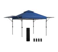 Tonnelle pop-up jardin pliant - Outsunny - avec 2 parois réglables, sac à transport à roulettes - 5 x 3 m - bleu