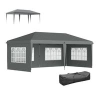 Tonnelle pop-up pliante - Outsunny - 3 x 6 m - 3 cotés démontables - piquets d'ancrage au sol + sac de transport inclus - gris