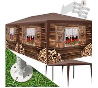Tonnelle - TECTAKE - Pavillon ALMCHALET en polyéthylène et en acier 600 x 300 x 250 cm - Marron