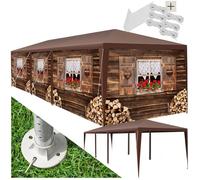 Tonnelle - TECTAKE - Pavillon ALMCHALET en polyéthylène et en acier 900 x 300 x 250 cm - Marron