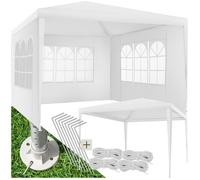 Pavillon imperméable 3x3m avec 3 parois latérales amovibles blanc