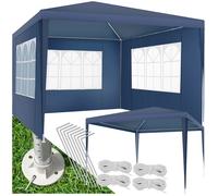 TONNELLE - TECTAKE - Pavillon imperméable BARINAS 3x3m avec 3 parois latérales amovibles - Bleu