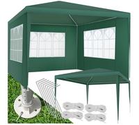 TONNELLE - TECTAKE - Pavillon imperméable BARINAS 3x3m avec 3 parois latérales amovibles - Vert