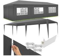 TONNELLE - TECTAKE - Pavillon MIRAMAS 9x3m avec 8 parties latérales amovibles imperméable - Gris