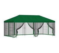Tonnelle verte en polyester et acier avec 14 parois latérales et maille 6 x | Résistant à l'eau, toit ventilé, panneaux réglables, idéal pour les événements, design urbain, adaptation facile
