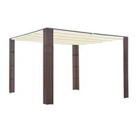 Tonnelle - vidaXL - 300x300x200cm - Résine tressée - Marron et crème - Toit coulissant