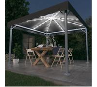 vidaXL Tonnelle 300x300 cm avec guirlande lumineuse LED aluminium anthracite 3070343