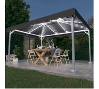 vidaXL Tonnelle 3070352 – 4x3 m Aluminium avec guirlande lumineuse LED solaire Anthracite