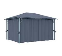 vidaXL Tonnelle 400x300 cm en aluminium, 4 rideaux, anti-UV, anthracite