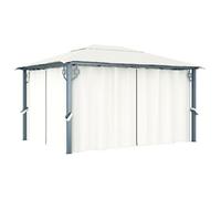 vidaXL Tonnelle 400 x 300 cm en aluminium – Rideaux inclus, protection UV