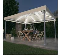 Tonnelle - vidaXL - 4x3 m - Crème - Aluminium - Guirlande lumineuse LED solaire