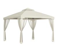 Tonnlle de jardin - Outsunny - 3 x 3 - double toit - avec moustiquaires amovibles imperméable - crème