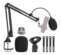 TONOR Bras de Micro Réglable, Support de Microphone pour Studio avec Filtre anti-pop, Adaptateur 3/8" à 5/8", Pince de Fixation Renforcée pour Podcasts, Streaming, Gaming, 35 cm +35 cm, T20
