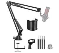 TONOR Bras de Microphone, Support de Microphone ajustable avec filtre anti-pop extra-large pour HyperX Quadcast Blue Yeti Shure SM7B Rode Razer Seiren Mini SoloCast Elgato Wave, T10, Noir