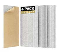 TONOR Lot de 4 Grands Panneau Acoustique Mural, 120x60x0,9 cm Mousse Acoustique Décorative Autocollante Pour absorber les échos dans les Maisons, les Bureaux et les Studios D'enregistrement, Gris