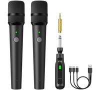 TONOR Micro Dynamiques sans Fil Rechargeables, Système Double Microphones à Main avec Récepteur pour Karaoké, Chant, Fêtes à Domicile, Anniversaire, Discours, Autonomie 30H, 2.4GHz, TW 220