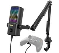TONOR Micro Gaming Compatible avec Xbox, Microphone RGB pour Streaming avec 30H d'Autonomie, Faible Bruit, Silencieux d'une Touche, Recharge Rapide, Compatible avec la Carte d’Acquisition,200cm,TCX3+
