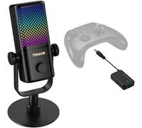 TONOR Micro Gaming Sans Fil Compatible avec Xbox & Cartes Capture,Microphone de Streaming à Condensateurs avec RVB, Surveillance, Muet, Contrôle Gain, Volume Réglable, 15 Heures d'autonomie, TCX3 Flow