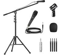 TONOR Micro Karaoke avec Support Robuste, Microphone Dynamique XLR pour le Chant, Pickup Cardioïde, Construction Entièrement Métallique, Compatible avec Table de Mixage DJ, PA, Machine de Karaoké, K1+