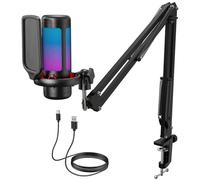 TONOR Micro PC Gaming RGB, USB Microphone Condensateur Professionnel,TC310+ | Mic avec Support de Bras pour Streaming, Enregistrement, Youtube Discord Gaming, Voix-Off pour Ordinateur Laptop Mac,200cm